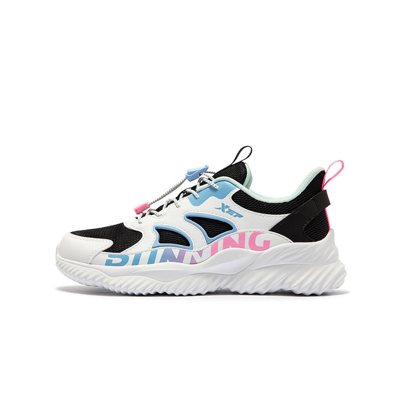 XTEP Synthetic Leather Low top Running Shoes Black White Blue Unisex
