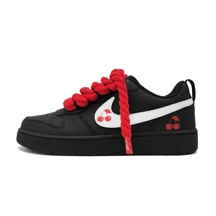 Nike Nike Court Borough Cherry Leather Slip Resistant Abrasion Resistant Low top Skateboard Shoes Red Kids'