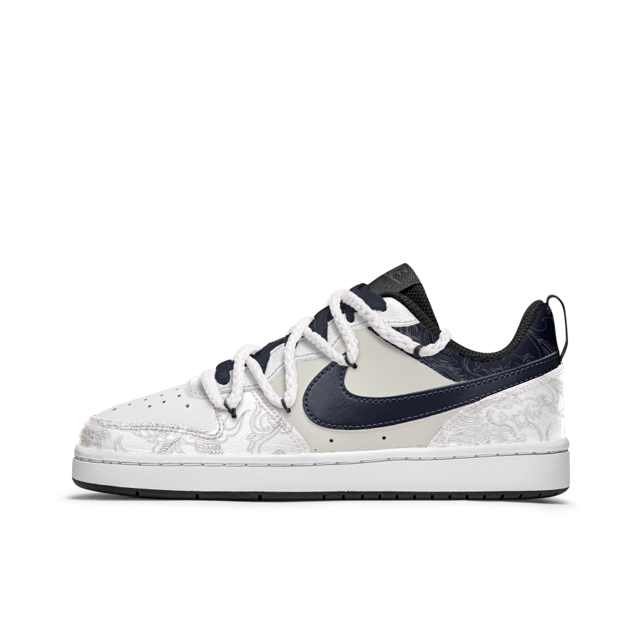 Nike Nike Court Borough Slip Resistant Abrasion Resistant Low top Kids' Skateboarding Shoes Silver Black Teenagers