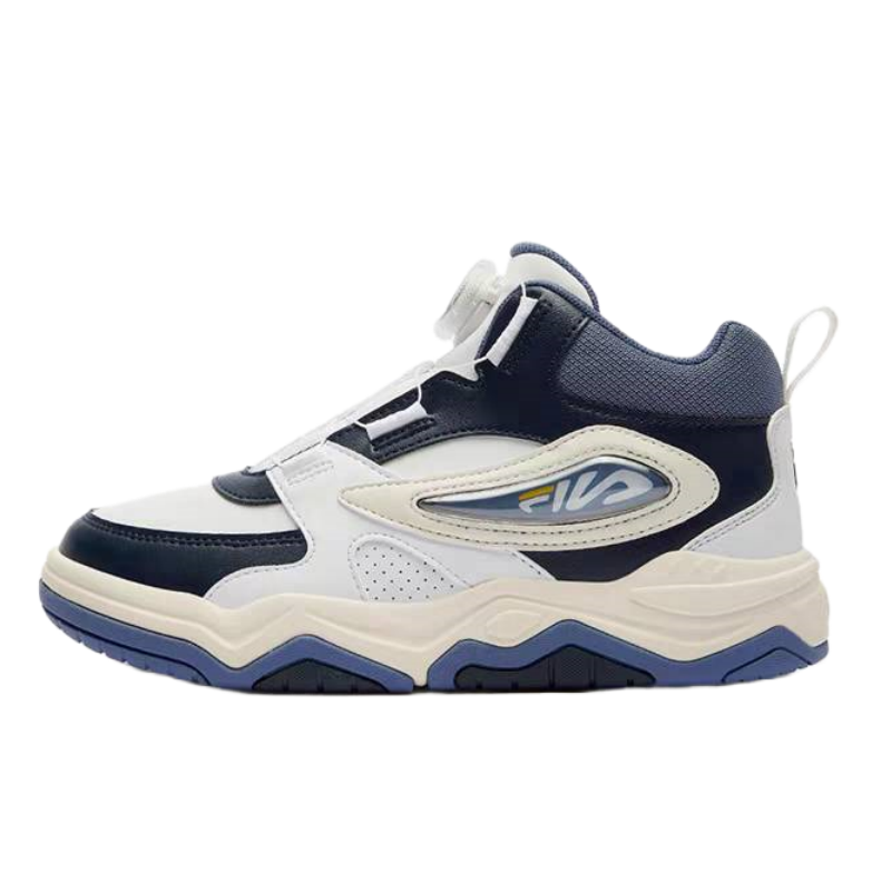 FILA KIDS BOA Slip Resistant Abrasion Resistant High top Kids' Skateboarding Shoes White Black Teenagers