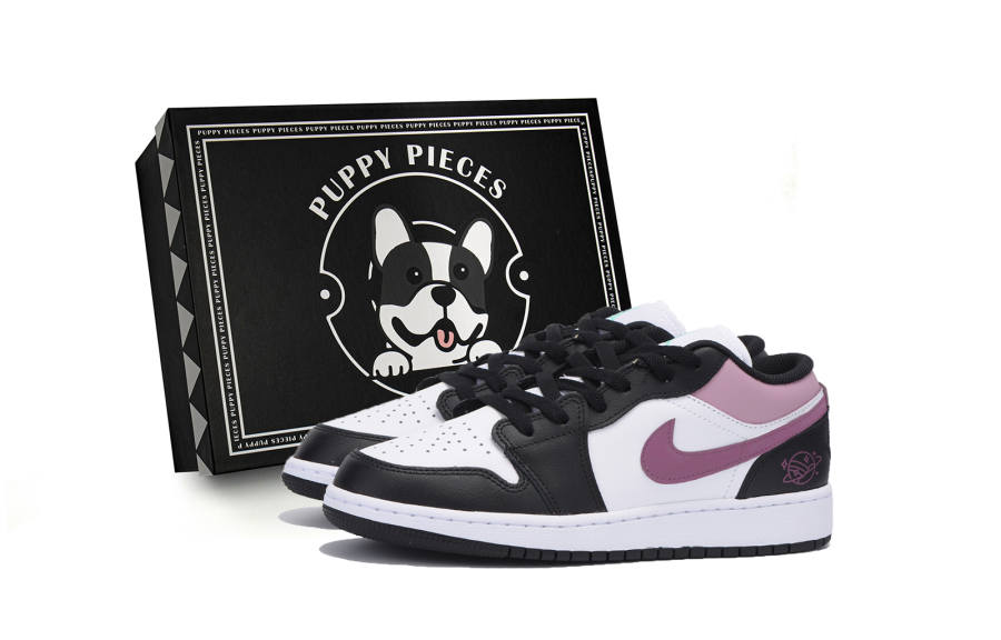 Jordan Jordan Air Jordan 1 Slip Resistant Low top Children's Basketball Shoes Black Pink Teenagers