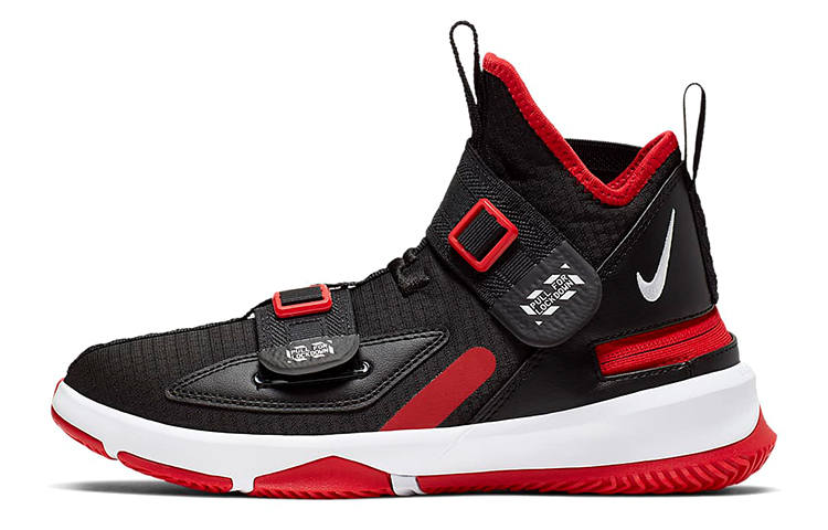 Nike Nike Zoom Soldier 13 FlyEase James, Soldier 13 Cushioning Slip Resistant Mid top Basketball Shoes Black Red Unisex