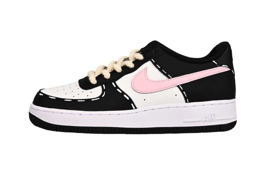 Nike Nike Air Force 1 Slip Resistant Abrasion Resistant Low top Kids' Skateboarding Shoes Black Pink Teenagers