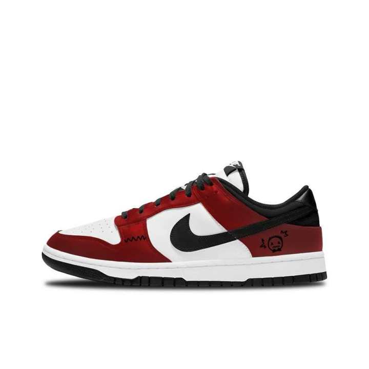 Nike Nike Dunk Dracula's Banquet Leather Slip Resistant Cushioning Abrasion Resistant Low top Kids' Skateboarding Shoes Red