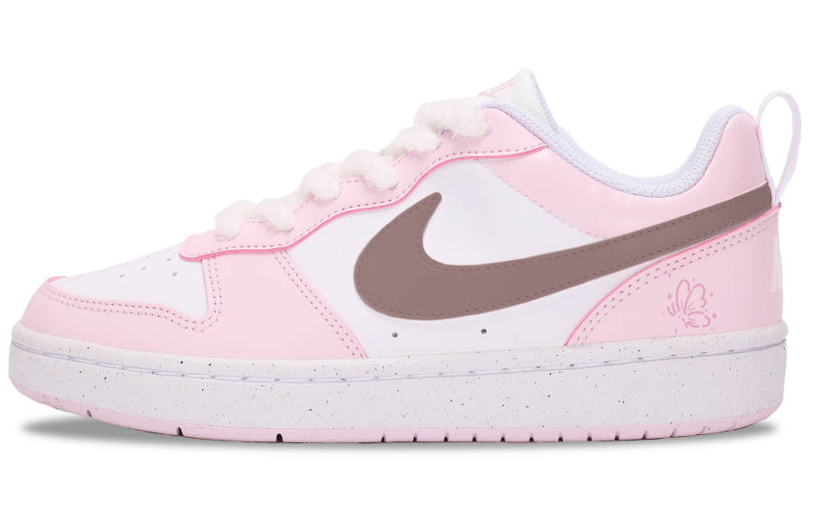 Nike Nike Court Borough Cherry Blossom Pink Butterfly Trail Synthetic Leather Low top Skateboard Shoes Pink Kids'