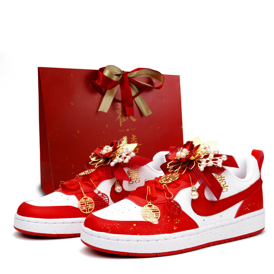 Nike Nike Court Borough Eternal Love Slip Resistant Cushioning Low top Skateboard Shoes Women's Red