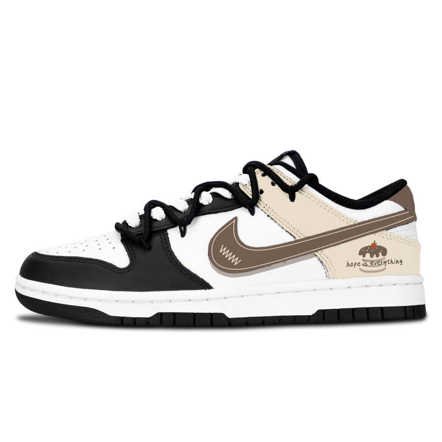 Nike Nike Dunk Black White, Warm Brown Qi Ya Leather Slip Resistant, Abrasion Resistant, Lightweight Cushioning