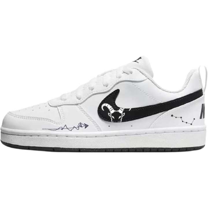 Nike Nike Court Borough Synthetic Leather Cushioning Rebound Cushioning Rebound Low top Skateboard Shoes Black White Kids'