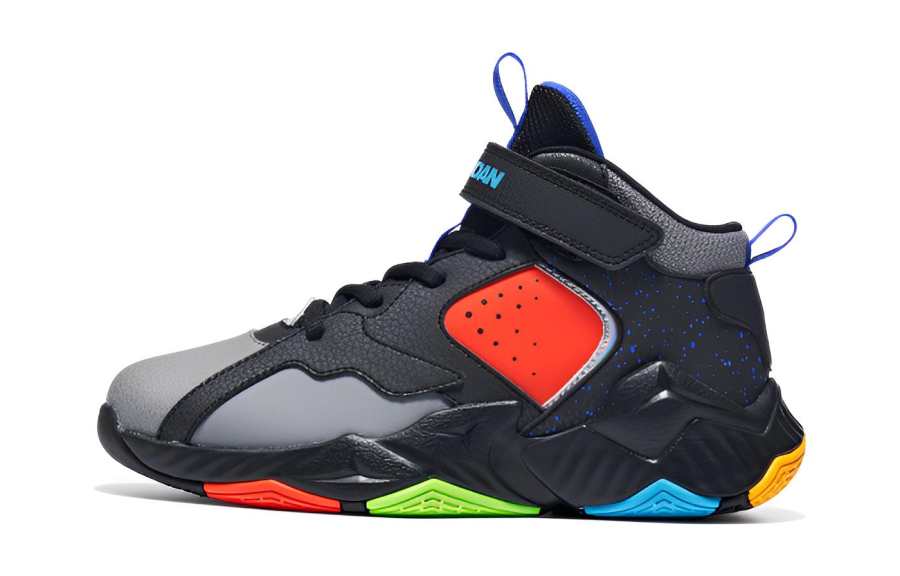 QIAODAN Synthetic Leather, Textile Niche Slip Resistant Cushioning Abrasion Resistant Mid top Basketball Shoes