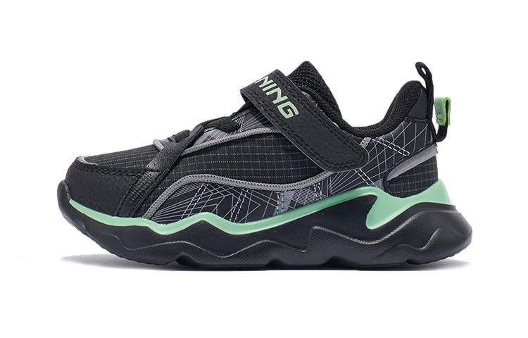 Li-Ning YOUNG Li Ning YOUNG Abrasion Resistant Low top Kids Lifestyle Shoes Black Children Aged 3 7 Years Old