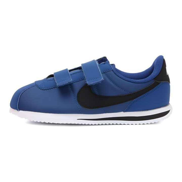 Nike Nike Synthetic Leather, Textile Slip Resistant Anti Kick Low top Kids' Running Shoes Blue Black