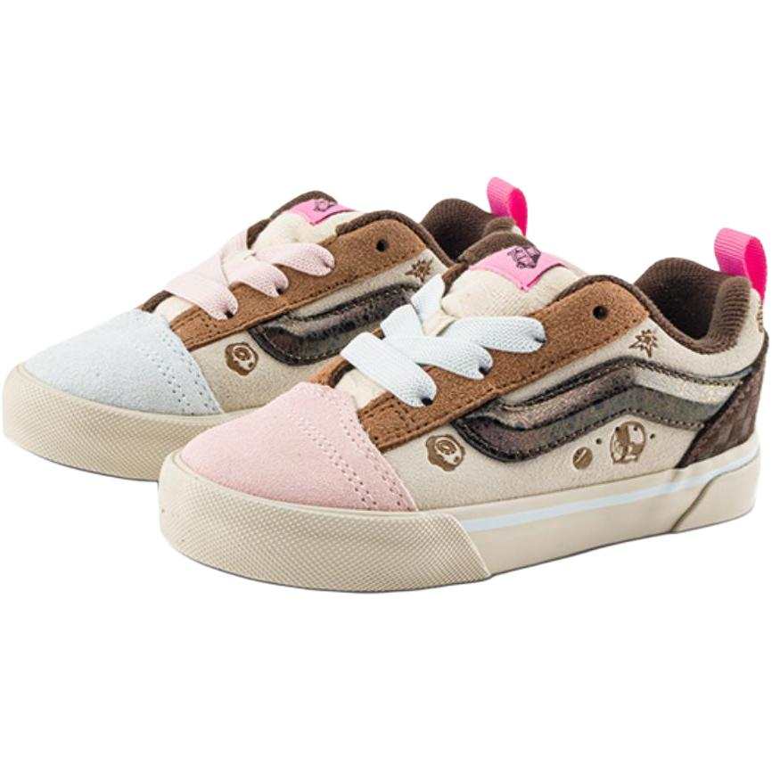 Vans POP MART x Vans Knu Skool Low top Toddler Shoes Brown Pink Blue Infant And Toddler