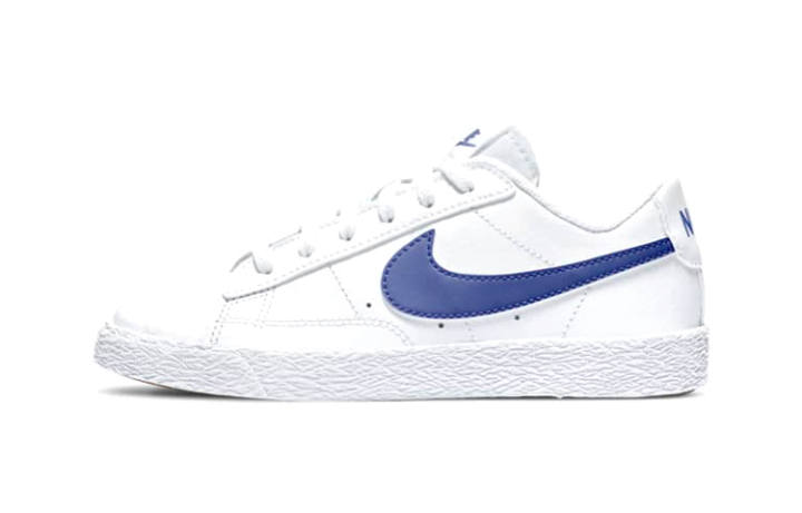Nike Nike Blazer Leather Low top Kids' Skateboarding Shoes White Blue Children Aged 3 7 Years Old