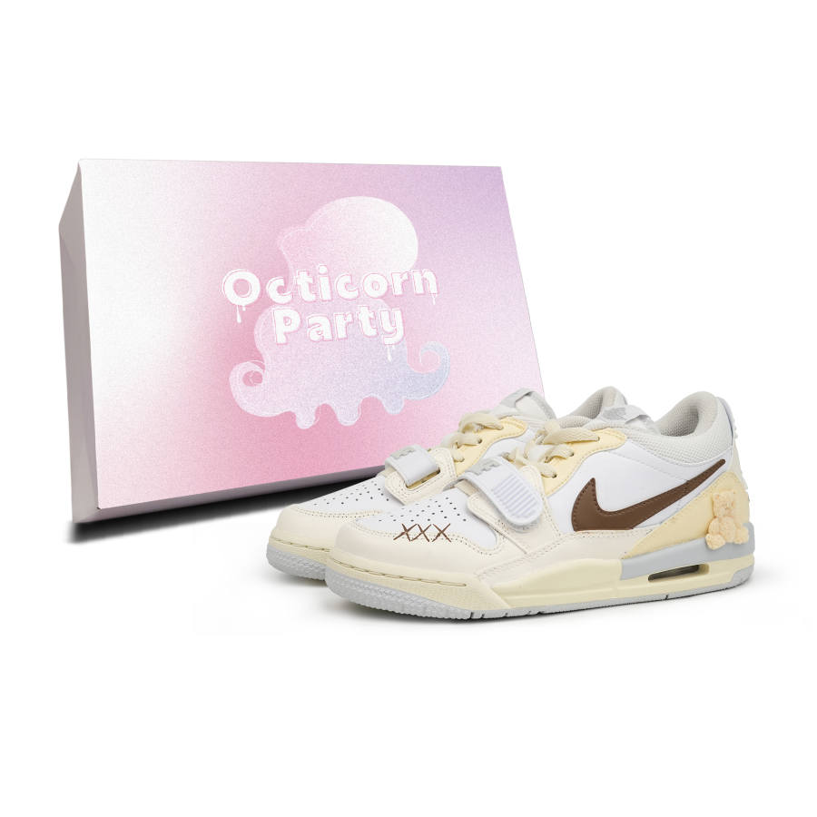 Jordan Jordan Legacy 312 Low Leather Slip Resistant Anti Kick Cushioning Low top Children's Basketball Shoes Beige Teenagers