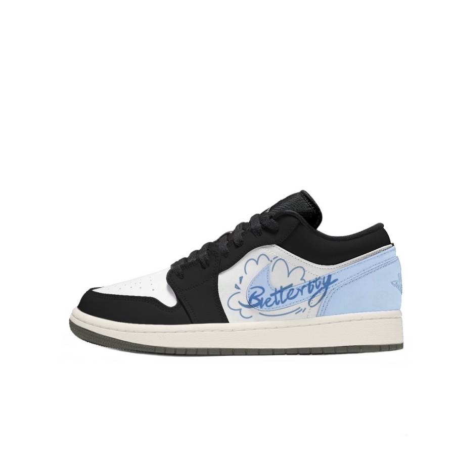 Jordan Jordan Air Jordan 1 Blue Story Slip Resistant, Abrasion Resistant, Breathable Low top Children's Basketball Shoes