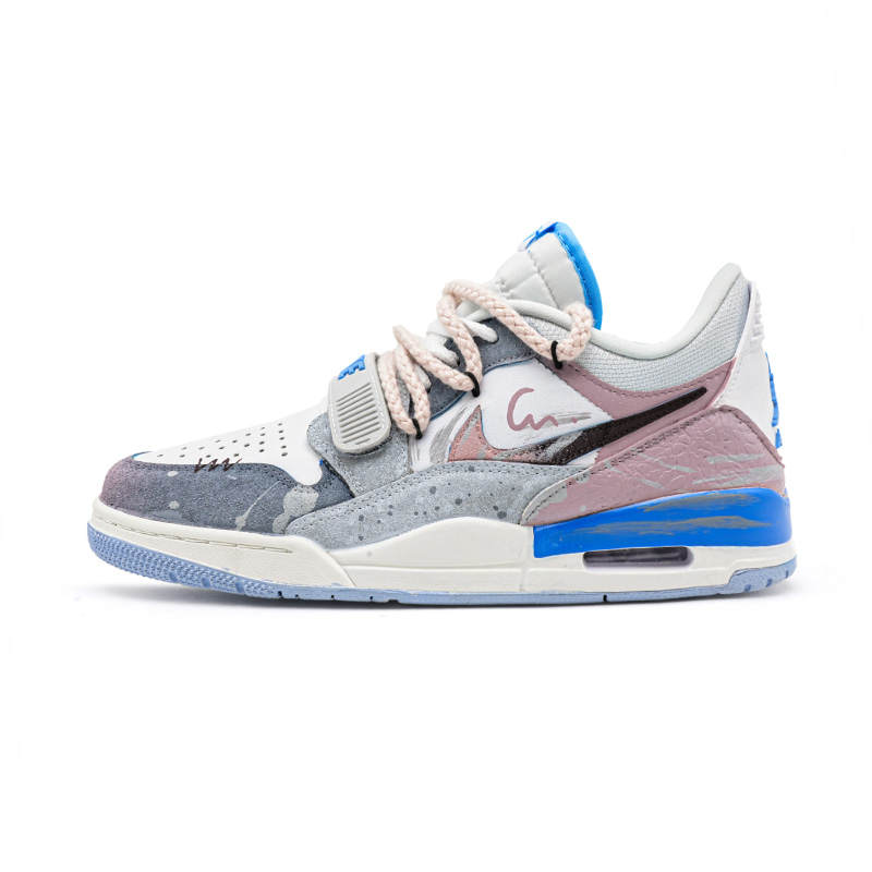 Jordan Jordan Legacy 312 Slip Resistant Cushioning Abrasion Resistant Low top Children's Basketball Shoes Pink Blue Teenagers