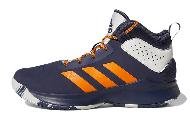 Adidas Adidas Cross Em Up 5 Sports Slip Resistant Abrasion Resistant Mid top Children's Basketball Shoes Blue Kids'