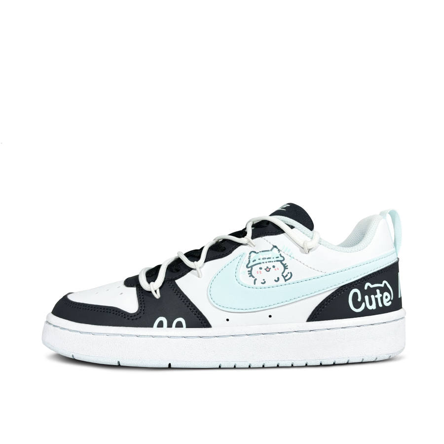 Nike Nike Court Borough Hat Kitten Low top Kids' Skateboarding Shoes Black Cyan Teenagers
