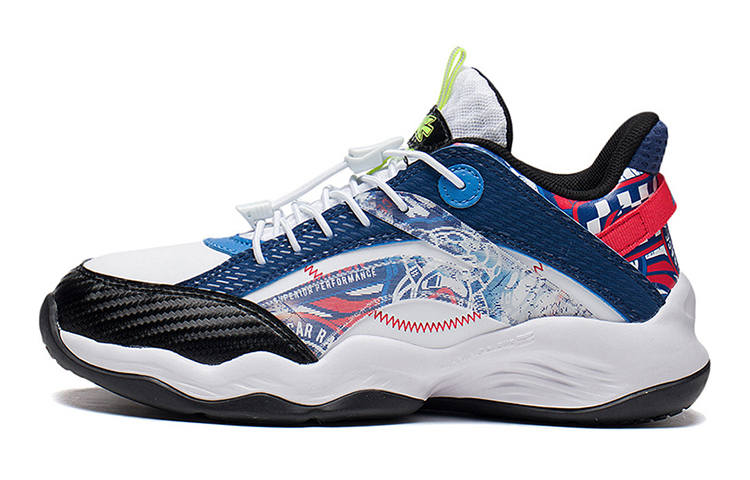Li-Ning YOUNG Li Ning Low top Basketball Shoes White Blue Black Teenagers