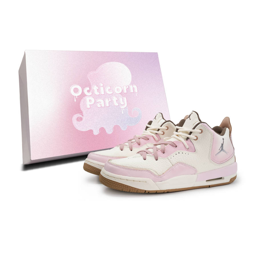 Jordan Jordan Courtside 23 Slip Resistant Abrasion Resistant Mid top Children's Basketball Shoes Pink Teenagers