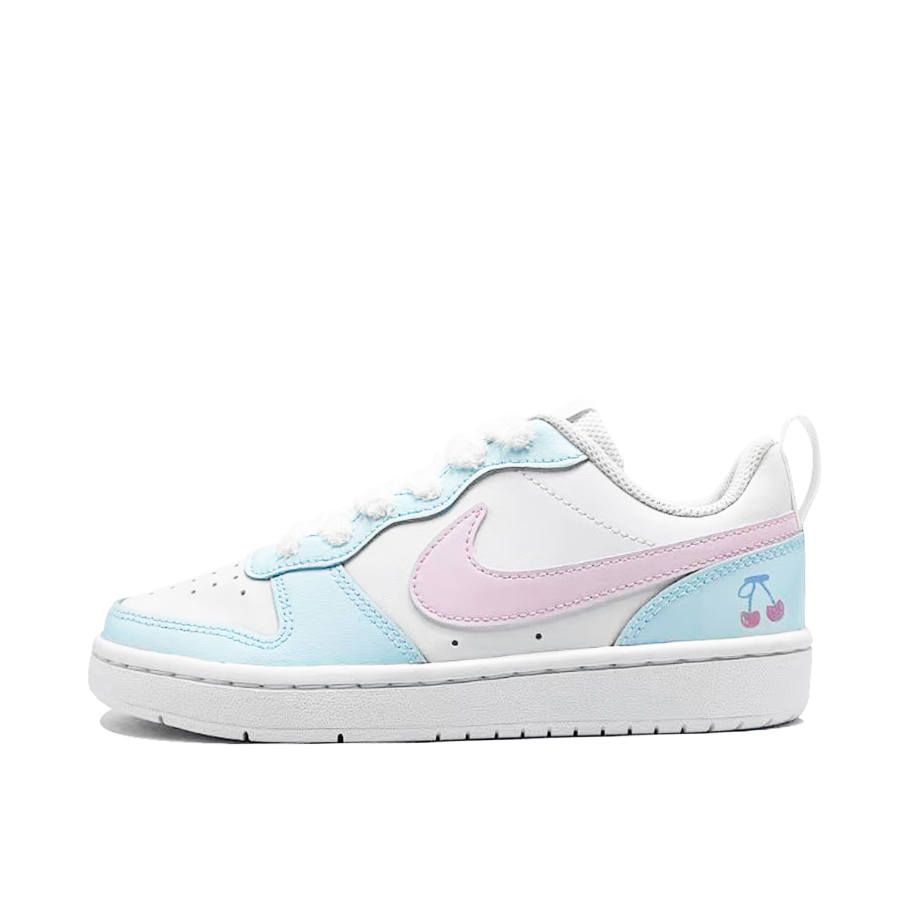 Nike Nike Court Borough Pink Hook Cherry Leather Slip Resistant Anti Kick Balance Low top Skateboard Shoes Blue Pink Kids'