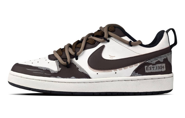 Nike Nike Court Borough Mocha Milk Cream Leather Low top Skateboard Shoes Coffee Kids'