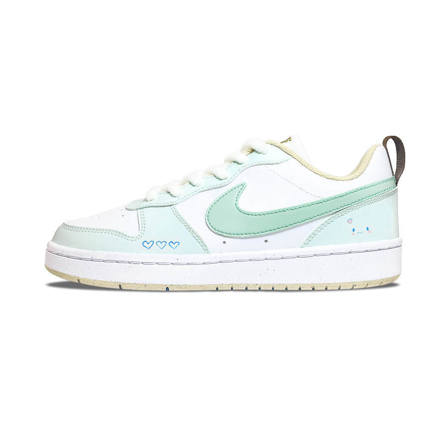 Nike Nike Court Borough Sprout Cream Puff Anti Slip Wear Resistant Low Top Kids' Skateboarding Shoes White Teenagers