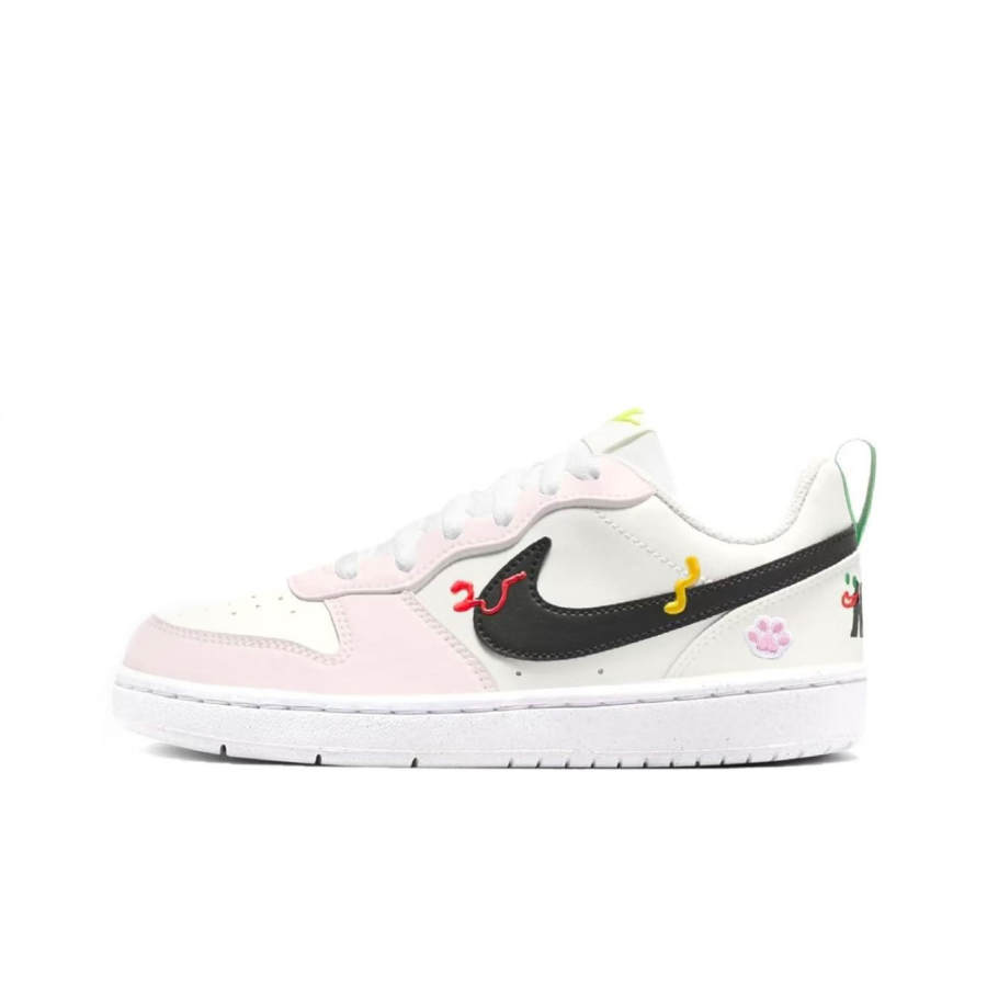 Nike Nike Court Borough Pink Cat Sweetheart Synthetic Leather Cushioning Abrasion Resistant Slip Resistant Low top