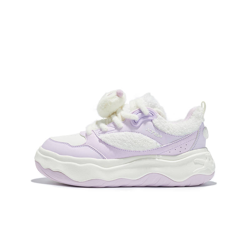 XTEP Abrasion Resistant Low top Casual Shoes Sail White Light Iris Purple Kids'