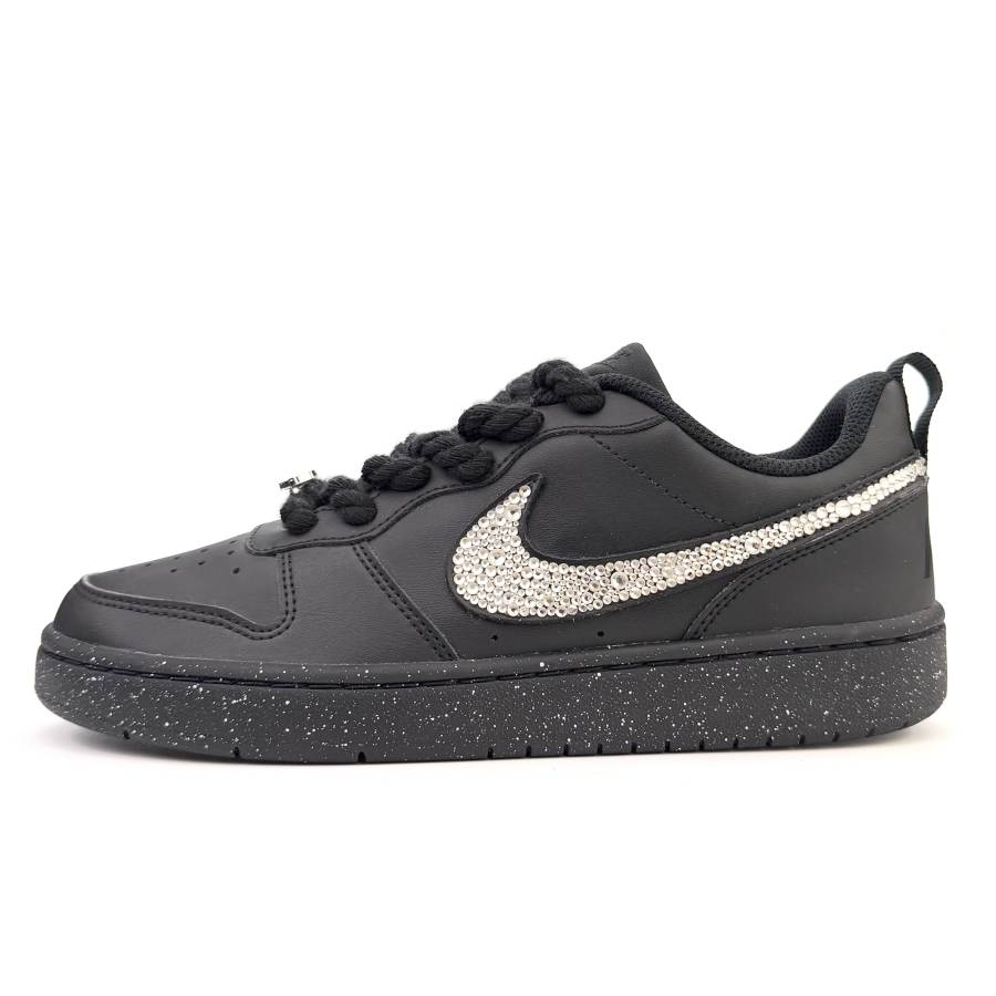 Nike Nike Court Borough Ink Galaxy Leather Slip Resistant Low top Kids' Skateboarding Shoes Black Teenagers