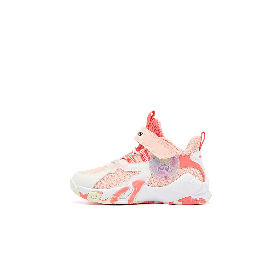 QIAODAN Small Armor Textile, Synthetic Leather Anti Kick Cushioning Rebound Breathable Children's Basketball Shoes