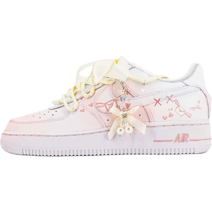 Nike Nike Air Force 1 Synthetic Leather Slip Resistant Cushioning Abrasion Resistant Low top Kids' Skateboarding Shoes