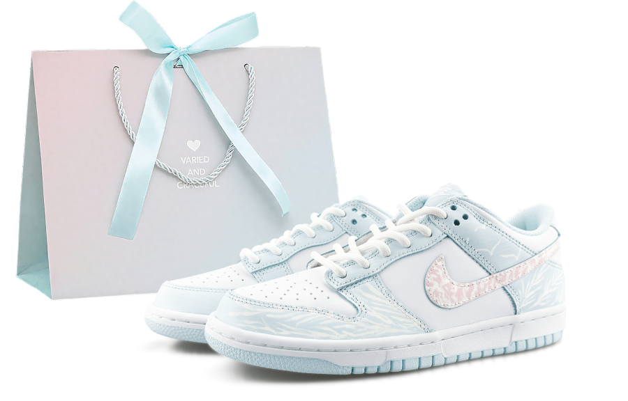 Nike Nike Dunk Cloud Feather Leather Slip Resistant And Breathable Low top Skateboard Shoes Glacier Blue Kids'
