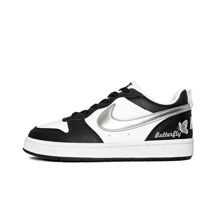 Nike Nike Court Borough Silver Butterfly Synthetic Leather Slip Resistant Abrasion Resistant