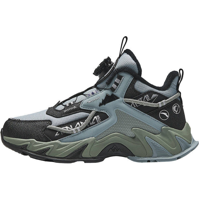 Antakids Trendy Fashion Fleece Lined Mid top Outdoor Shoes Bullet Gray/Black/Tipsy Green Teenagers