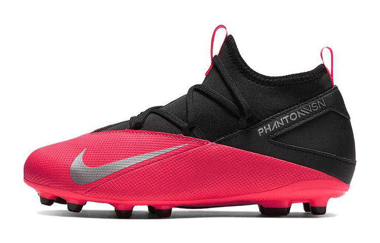 Nike Nike Phantom Vision Slip Resistant Cushioning Abrasion Resistant Mid top Kids' Soccer Shoes Black Red Kids'