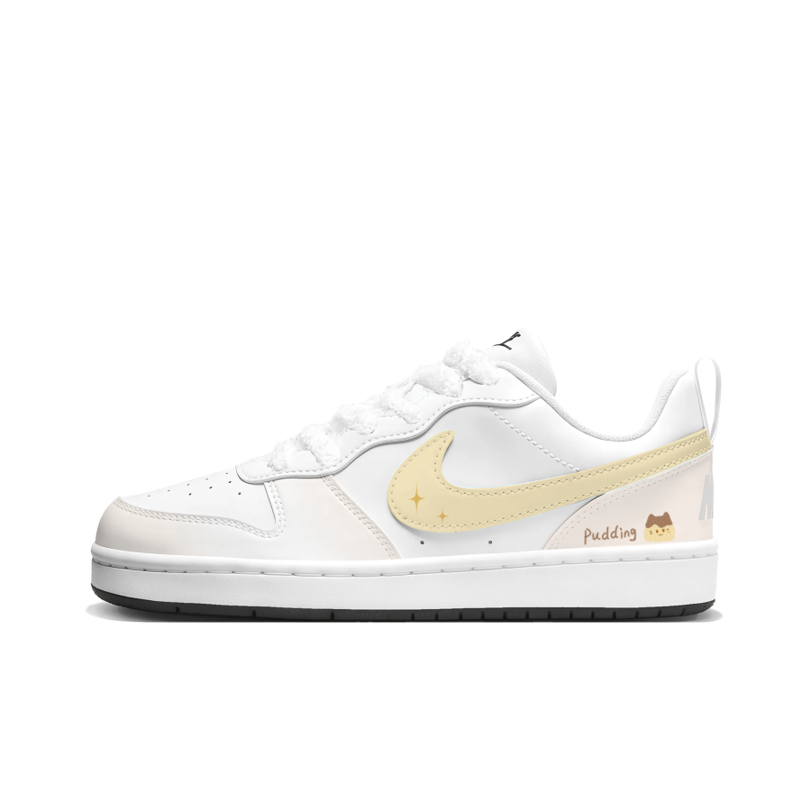 Nike Nike Court Borough Cushioning Abrasion Resistant Low top Kids' Skateboarding Shoes Yellow White Teenagers