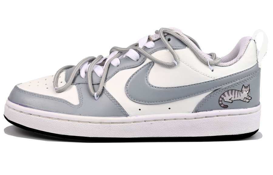 Nike Nike Court Borough Cute Kitten Vlad Winter, Healing Synthetic Leather Low top Kids' Skateboarding Shoes Gray White