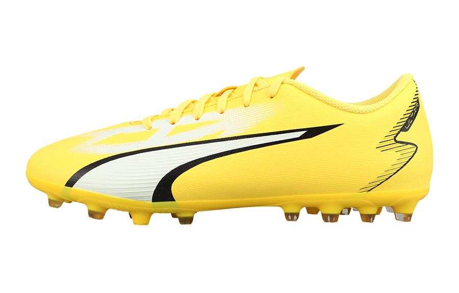 PUMA Ultra Play MG Cushioning, Wear Resistant Low top Kids' Soccer Shoes Bright Yellow White Kids'