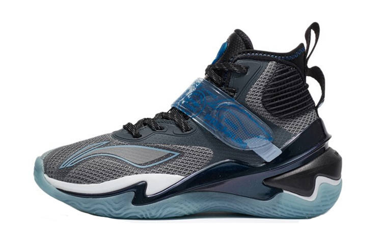 Li-Ning YOUNG Li Ning Abrasion Resistant High top Performance Basketball Shoes Aurora Blue Teenagers