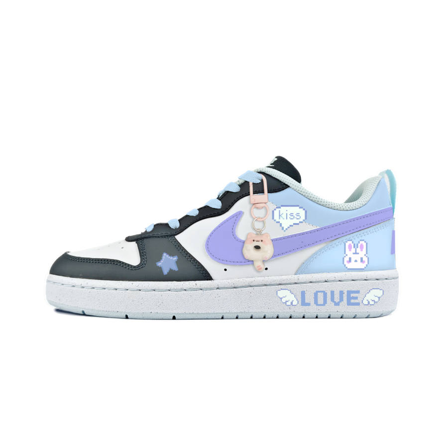 Nike Nike Court Borough Slip Resistant Abrasion Resistant Low top Kids' Skateboarding Shoes Black Blue Kids'