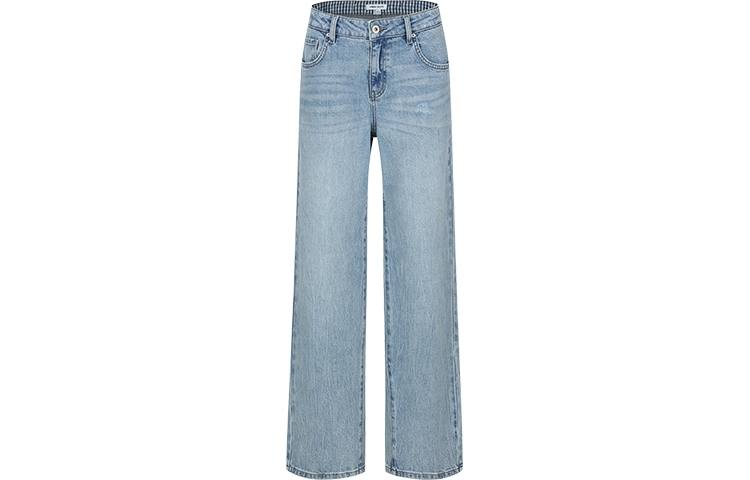 URBAN REVIVO Jeans Women's Blue Moderate Wide Leg Pants