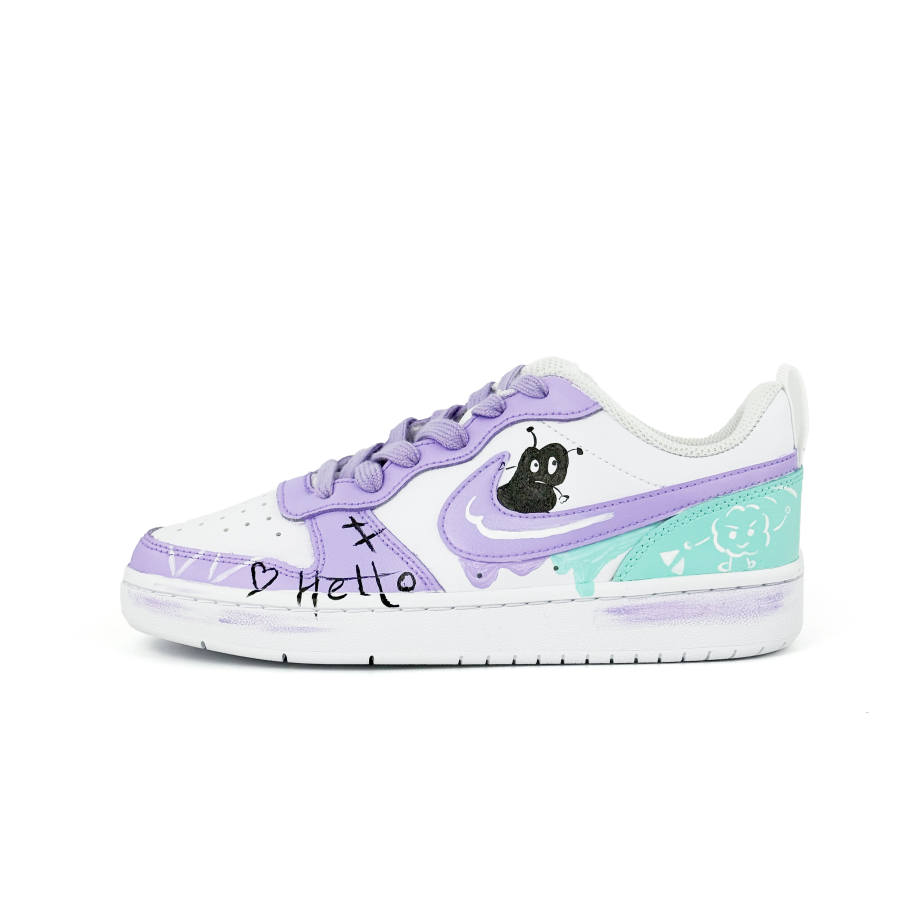 Nike Nike Court Borough Hyacinth Purple Leather Slip Resistant Abrasion Resistant Low top Kids' Skateboarding Shoes Purple