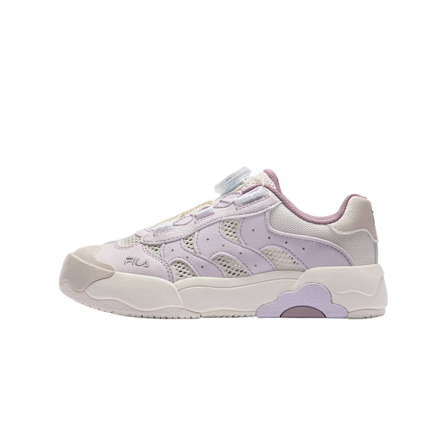 FILA KIDS Fried Egg Shoes Lightweight Cushioning Low top Kids' Skateboarding Shoes White Purple Kids'
