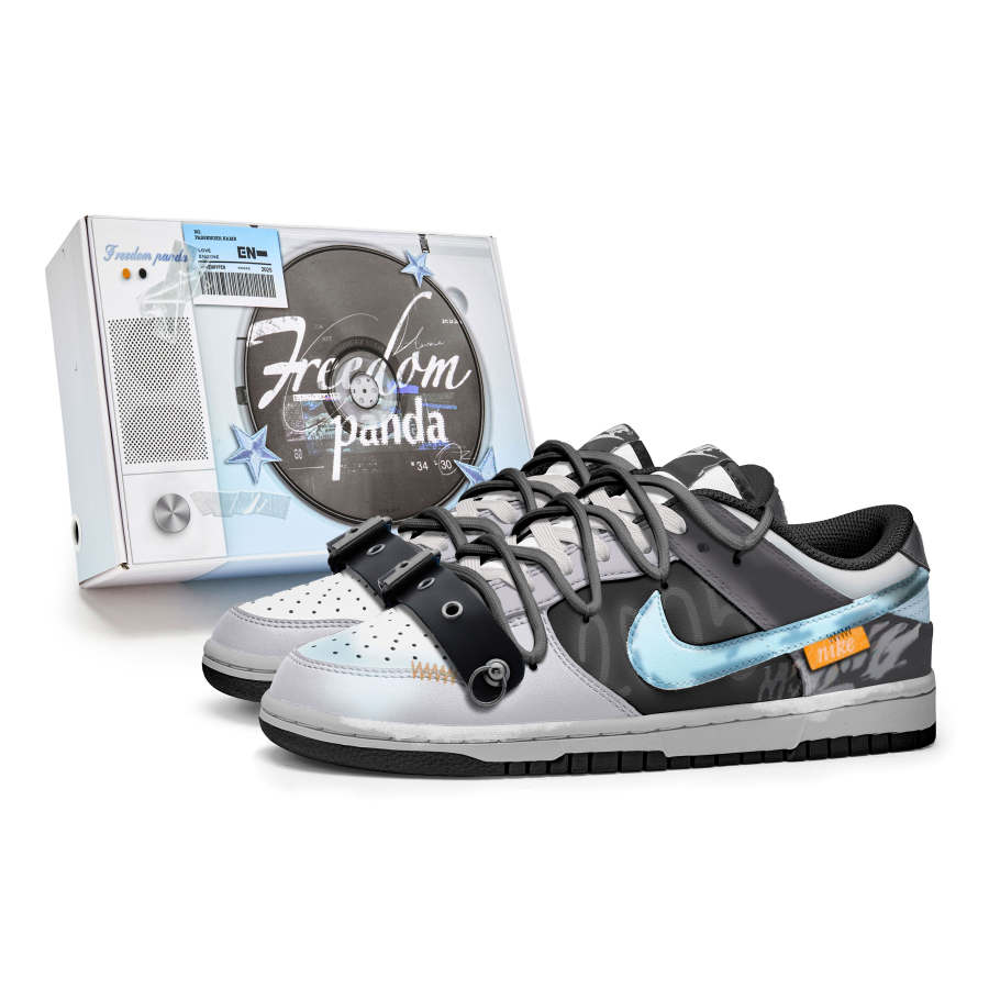 Nike Nike Dunk Land Of Extreme Cold Slip Resistant Abrasion Resistant Low top Kids' Skateboarding Shoes Blue Black Teenagers