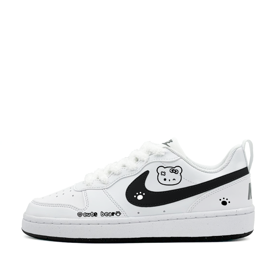 Nike Nike Court Borough Cute Bear, Kawaii, Minimalist Style, Versatile, Fashion, Individual Trendy Synthetic Leather Casual