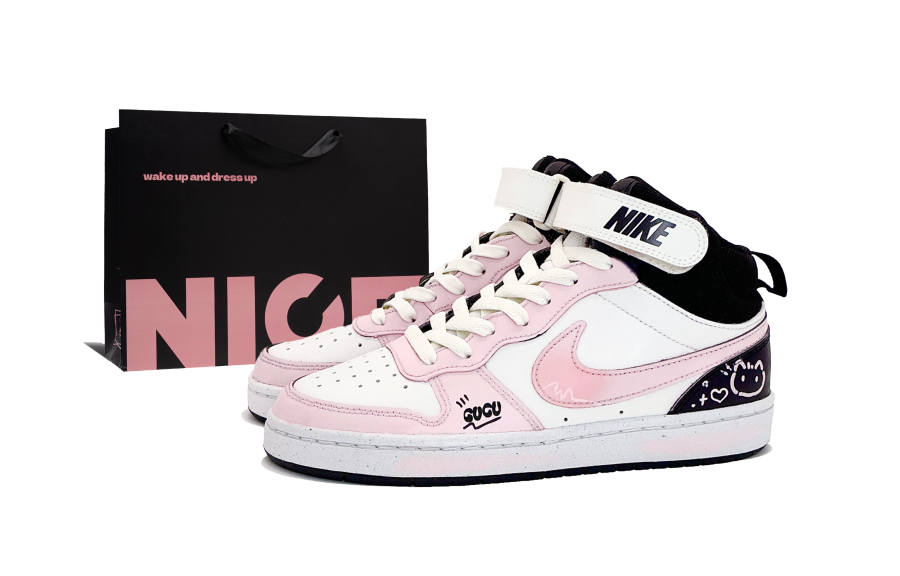 Nike Nike Court Borough 2 Sweet Lucky Cat Leather Mid top Kids' Skateboarding Shoes Unisex