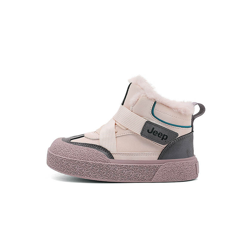 Jeep Fleece Lined Lining, Sports, Comfortable, Hook and Loop Abrasion Resistant Cushioning Kids Lifestyle Shoes Pink
