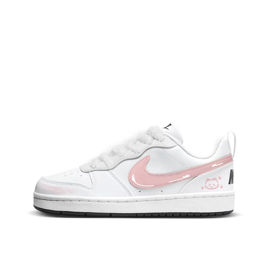 Nike Nike Court Borough Synthetic Leather Low top Kids' Skateboarding Shoes Pink White Teenagers