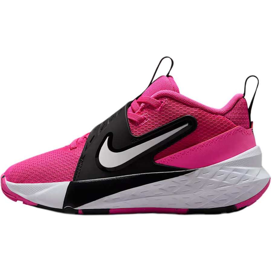 Nike Nike Team Hustle D 12 Slip Resistant Abrasion Resistant Low top Basketball Shoes Laser Fuchsia/Black/White Kids'